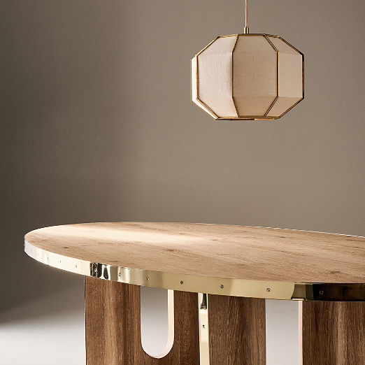 Albertine 110" Oval Oak Wood and Unlacquered Brass Dining Table by goop