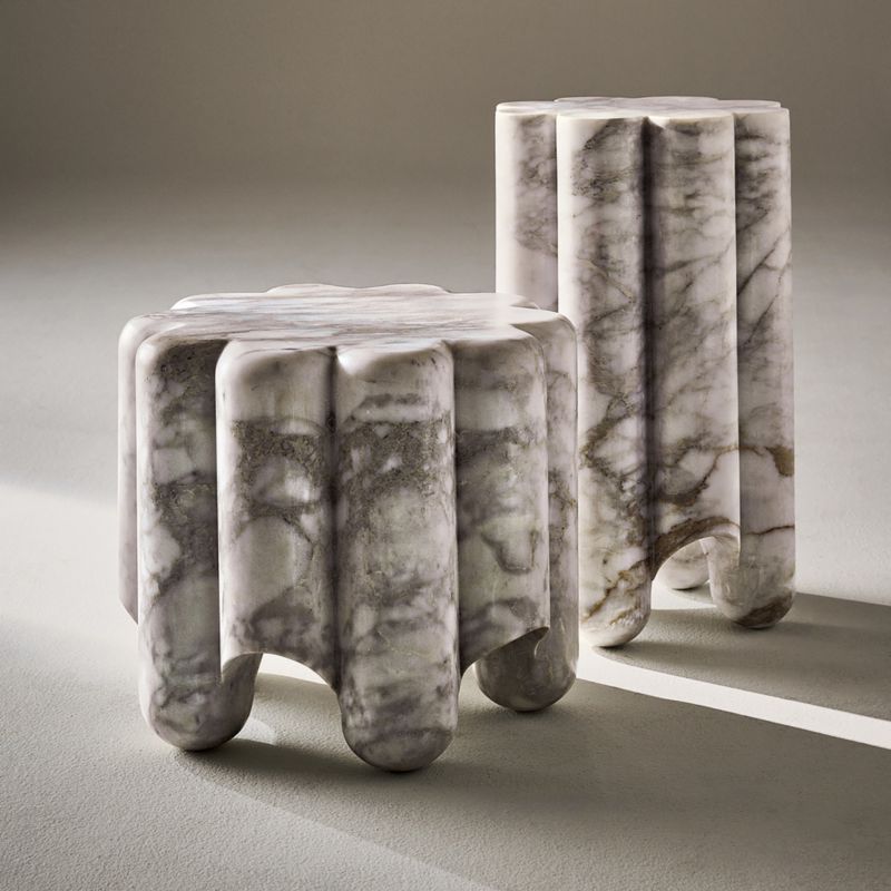 Clemence Carved Marble Short Side Table by goop - image 10 of 14