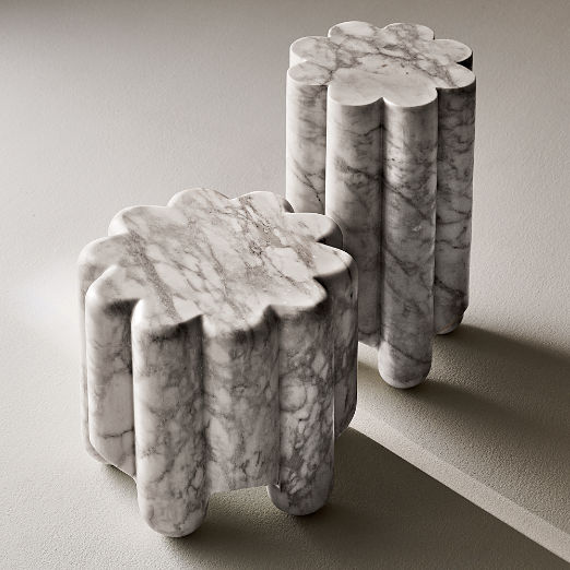 Clemence Carved Marble Side Tables by goop