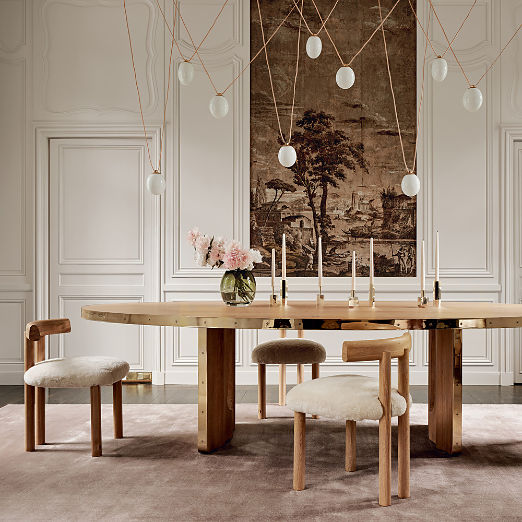 Perle Shearling and Oak Wood Dining Chair by goop