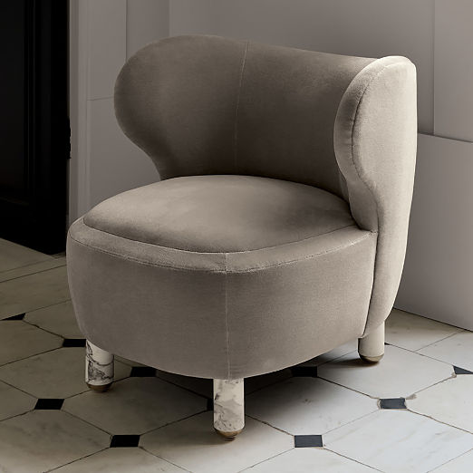 Nadine Faux Mohair Accent Chair with Marble Legs by goop