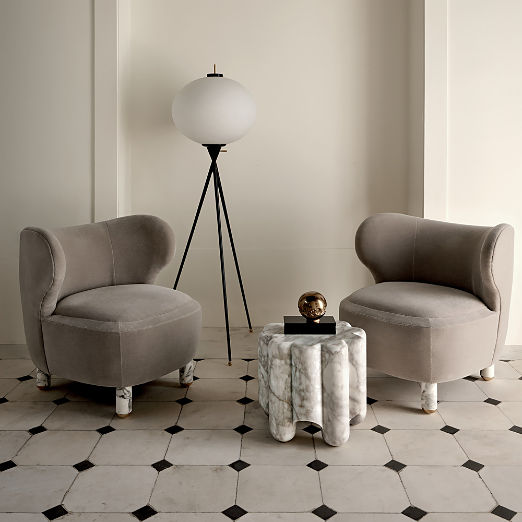 Nadine Faux Mohair Accent Chair with Marble Legs by goop