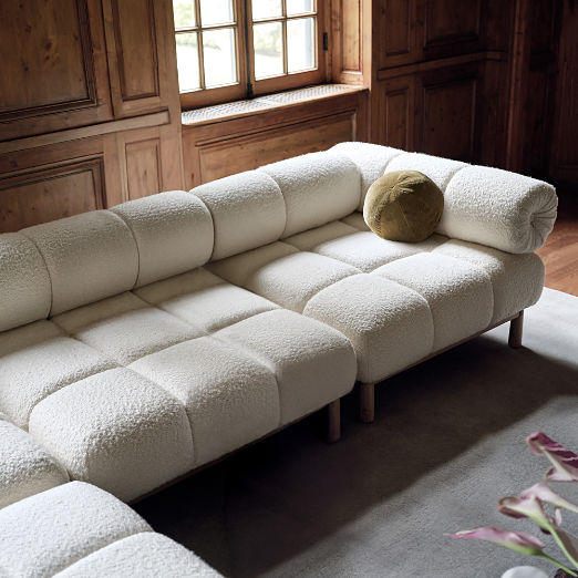 Sevigne 4-Piece Modular L-Shaped Ivory Boucle Sectional Sofa by goop