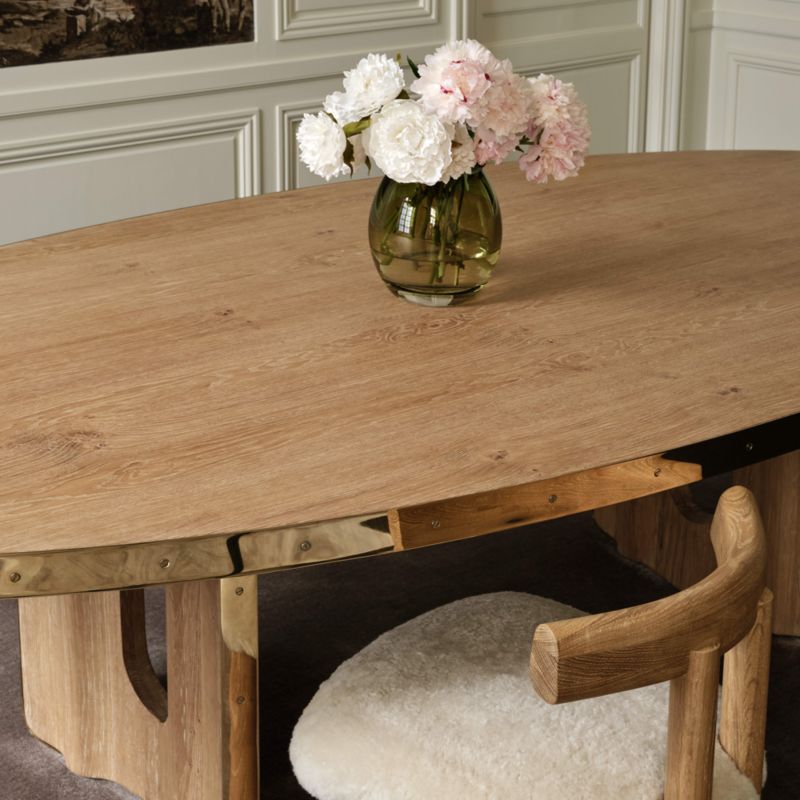 Albertine 110" Oval Oak Wood and Unlacquered Brass Dining Table by goop - image 5 of 11