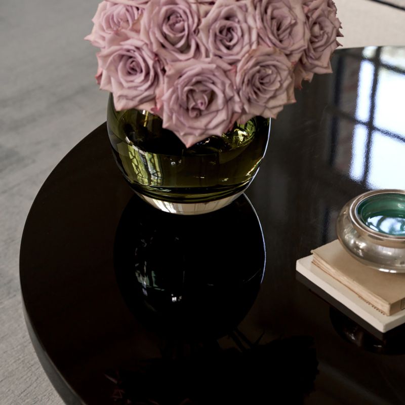 Leandre Black Lacquer and Marble Round Coffee Table by goop - image 7 of 12