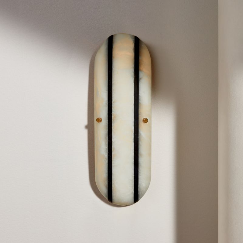 Benedicte White and Black Stripe Marble Wall Sconce by goop - image 6 of 8