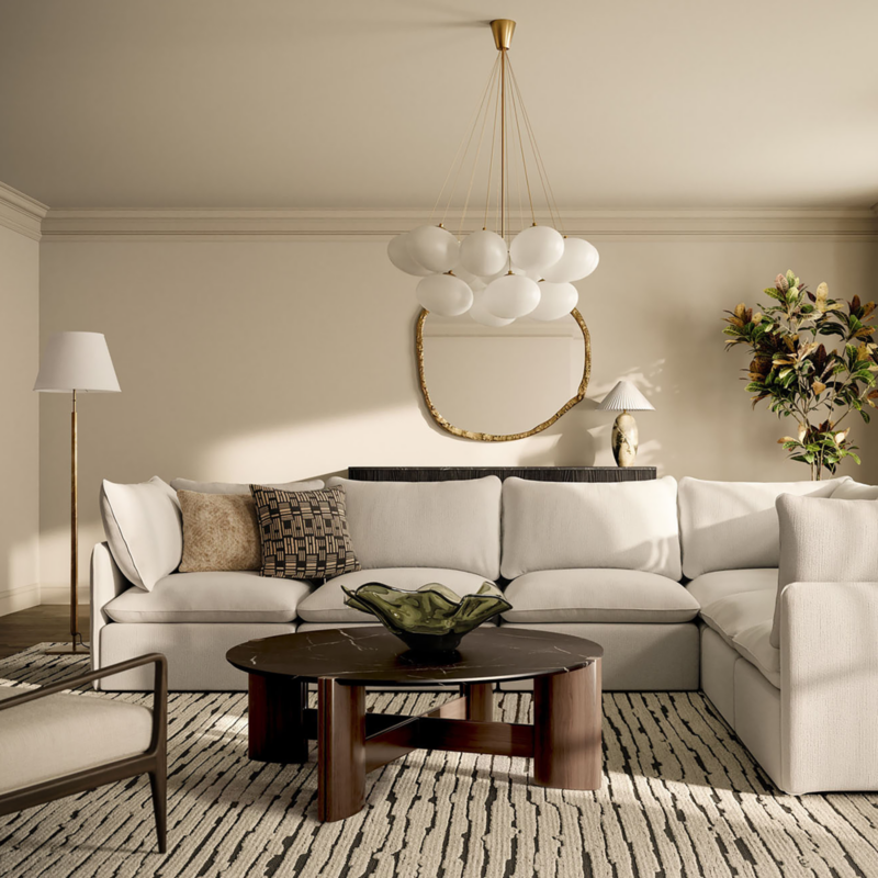Lumis 5-Piece L-Shaped Snow White Performance Fabric Standard Depth Sectional Sofa - image 2 of 14