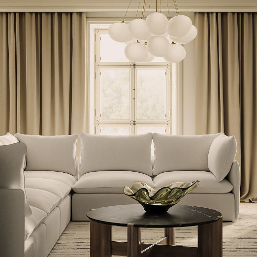 Lumis 5-Piece Modular L-Shaped White Performance Fabric Deep Depth Sectional Sofa