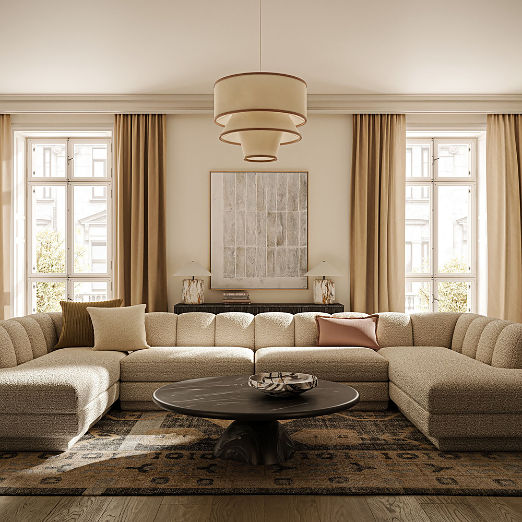 Bruna Walnut Wood and Linen Pendant Light