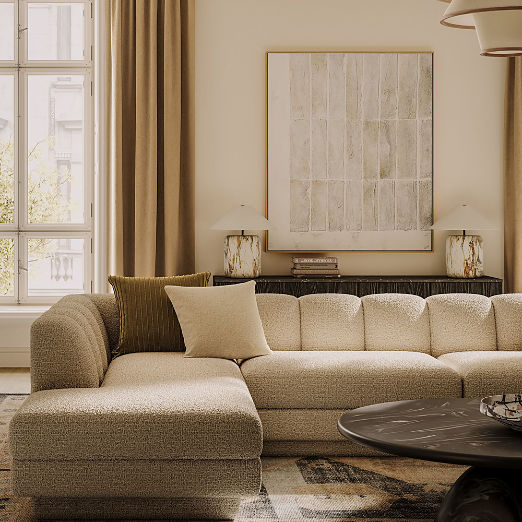 Yarrow 2-Piece L-Shaped Camel Woven Fabric Sectional Sofa with Left-Arm Chaise