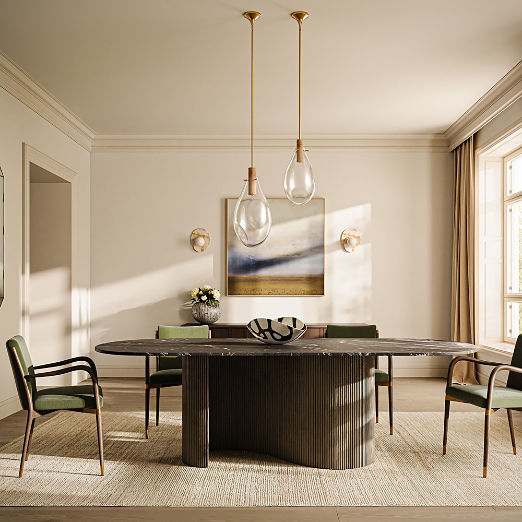 Calandra Glass and Travertine Pendant Light Small