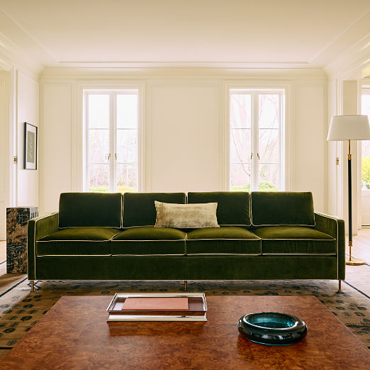 Brett 100" Jade Green Velvet Sofa