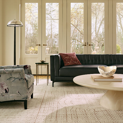 Ambroise Black Leather Sofa (80"-104")