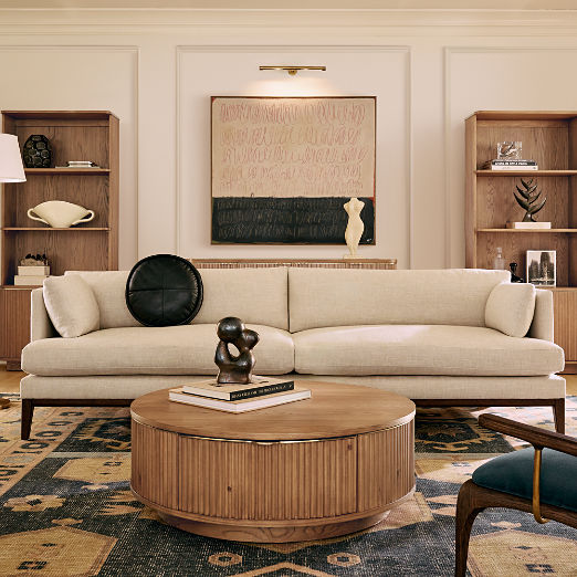 Mona Off-White Performance Linen Sofa (79.5"-103")