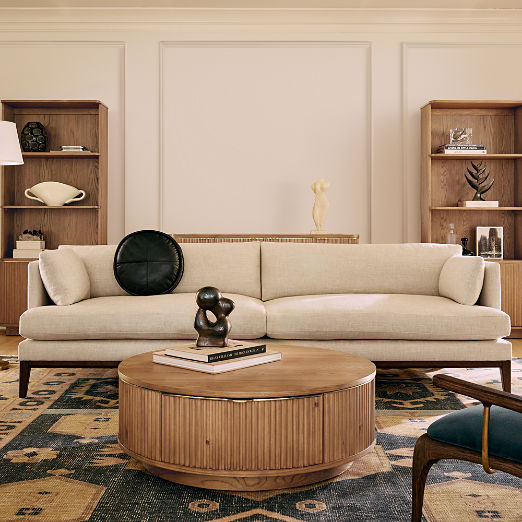 Davison 40" Round Fluted Oak Coffee Table