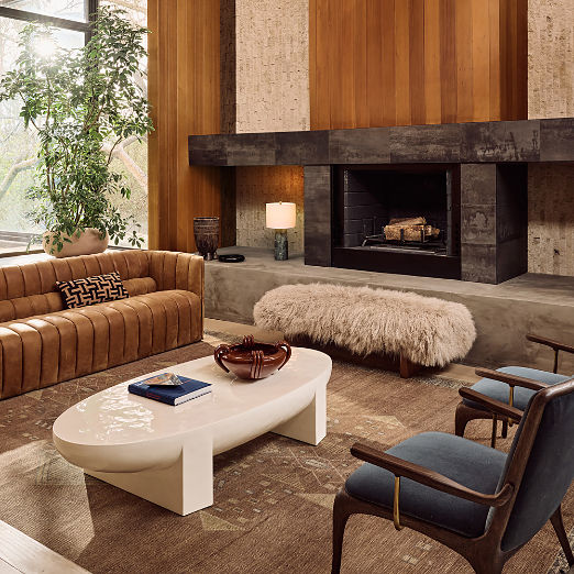 Estelle 66" Oval White Resin Coffee Table