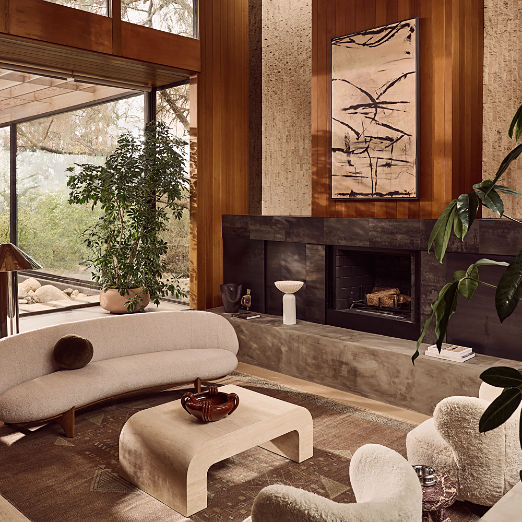 Newt 97" Ivory Boucle Curved Sofa