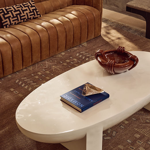 Estelle Oval White Resin Coffee Table