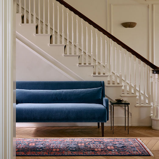 Roycroft 70" Arctic Blue Faux Mohair Dining Bench