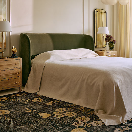 Jackson Sage Green Velvet Upholstered Queen Bed