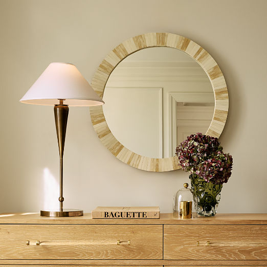 Honor Bone Inlay Round Wall Mirror 32"