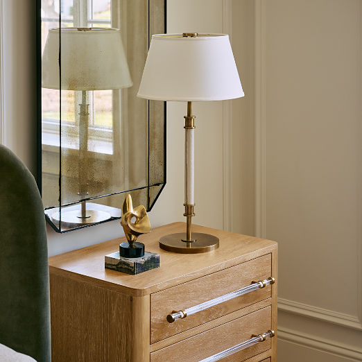 Viator Wrapped White Leather Table Lamp