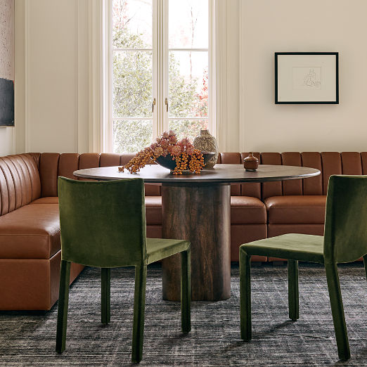 Duncan Brown Leather U-Shaped Dining Banquette