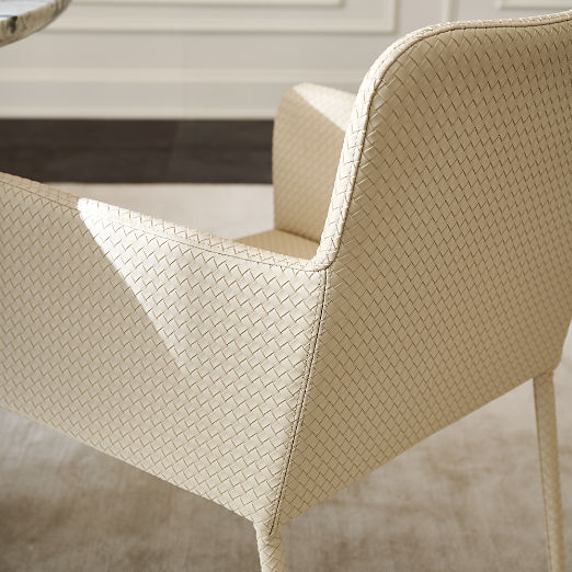 Duke Warm White Vegan Leather Dining Armchairs Set of 4