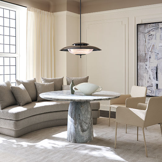 Desmond 98" Curved Grey Boucle Dining Banquette