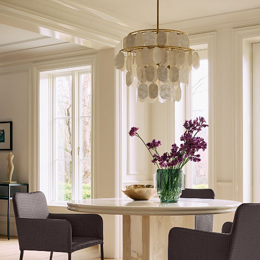 Terese Aged Brass Capiz Pendant Light 24"