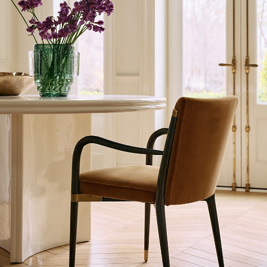 Norrie Smoked Amber Velvet Dining Armchair