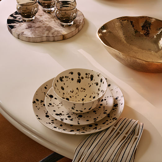 Harper Black and White Splatter Dinner Plates Set of 6
