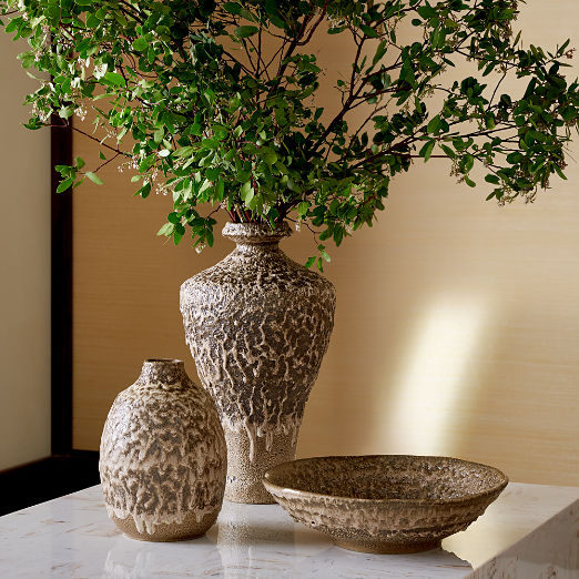 Rosalia Brown Ceramic Vase Large with Reactive Glaze