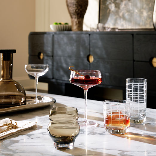 Watson Etched Double Old-Fashioned Glass