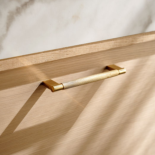 Nicolo Knurled Unlacquered Brass Cabinet Handle 4"