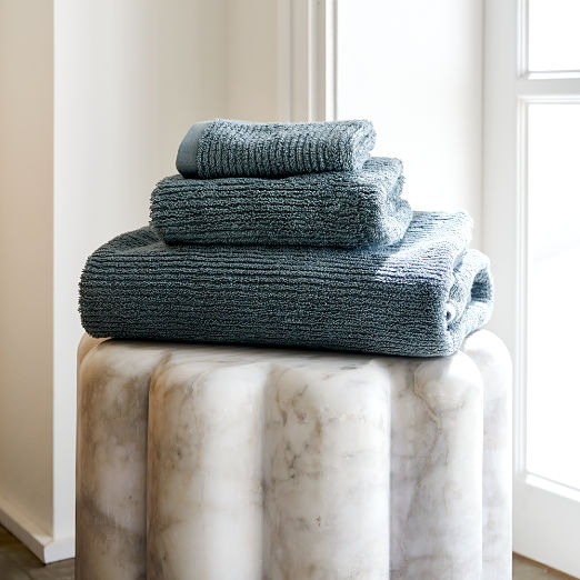 Brooks Ribbed Organic Cotton Faded Teal Bath Sheet Set