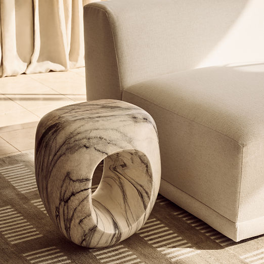 Koa Grey Marbled Resin Side Table