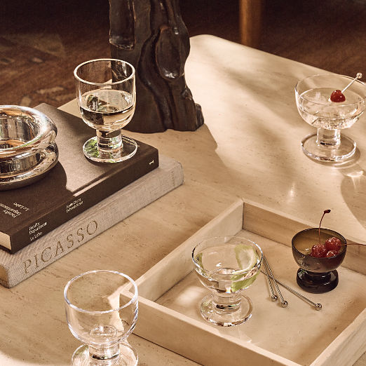 Stack Square White Travertine Serving Tray