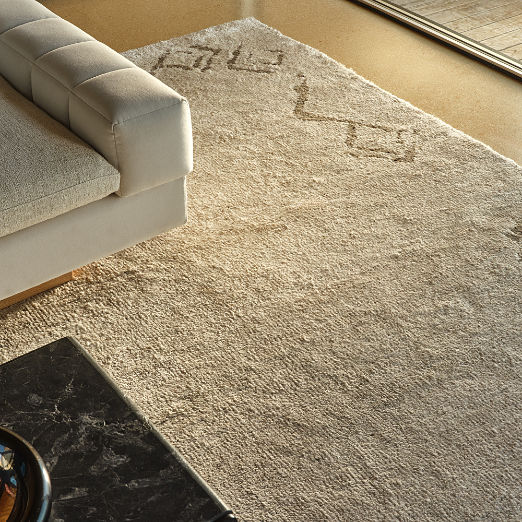 Sirocco Cool White and Grey Green Handknotted Viscose Area Rug 10'x14' by Kravitz Design