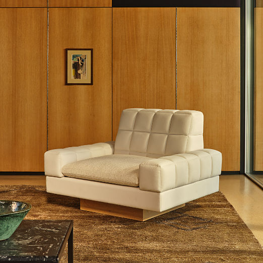 Kanan Natural Quilted Dual Fabric Accent Chair by Kravitz Design