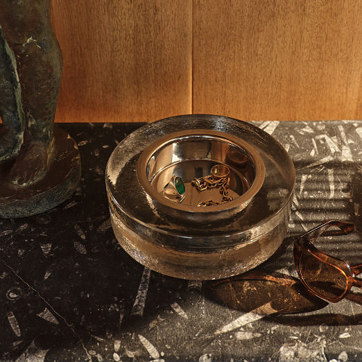 Cartouche Glass and Stainless Steel Catchall Dish by Kravitz Design