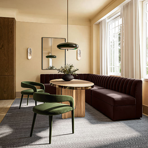 Duncan Dark Brown Velvet Single L-Shaped Loveseat Dining Banquette