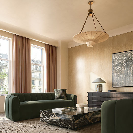 Fitz Channeled Green Velvet Sofa (72.5"-97.5")