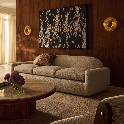 Aldine 103" Ivory Boucle Textured Sofa