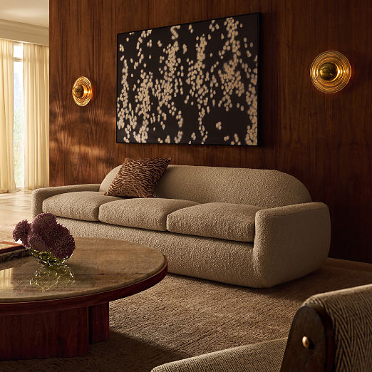 Aldine 103" Ivory Boucle Textured Sofa