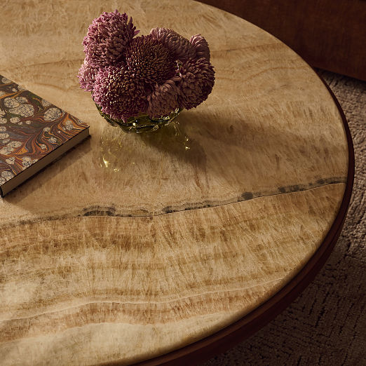 Rio 50" Onyx and Walnut Round Coffee Table