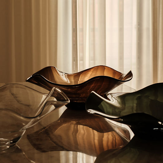 Semele Handblown Clear Glass Decorative Bowl Small