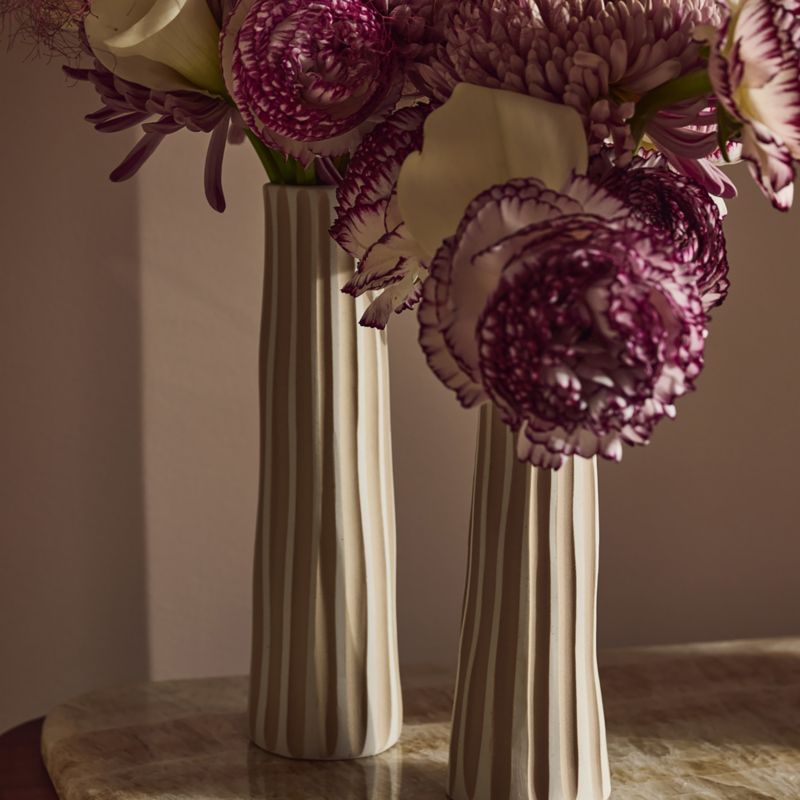 Vertis Taupe Striped Porcelain Bud Vase Medium 8.5" - image 1 of 5