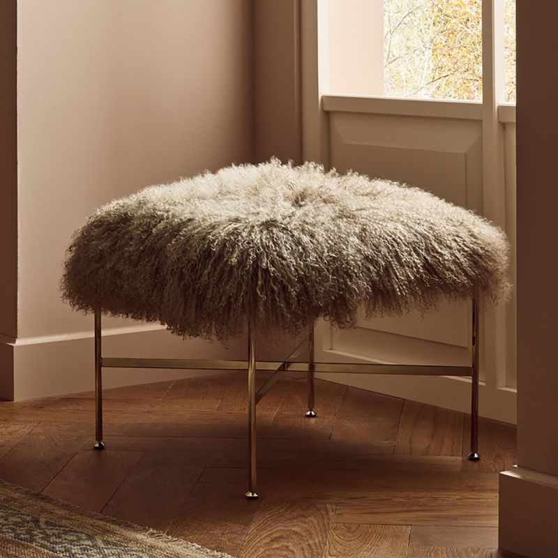 Director Taupe Shearling Ottoman Model 1201 by Paul McCobb - image 1 of 6