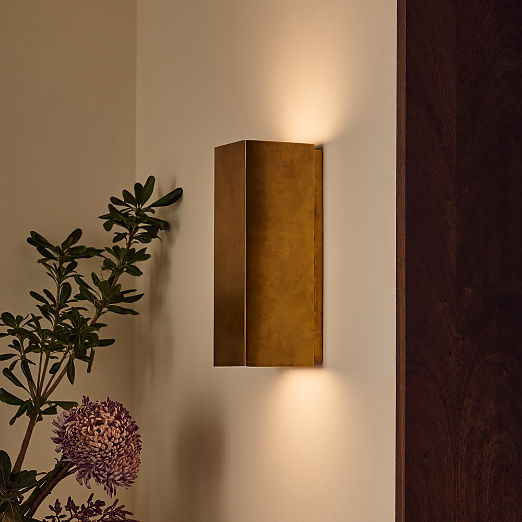 Cubelite Indoor/Outdoor Aged Brass Wall Sconce 12" by Bill Curry